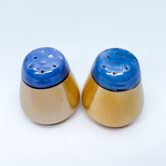 Vintage Lusterware Peach & Blue Ceramic Salt & Pepper Shakers * Made in Japan - Picture 10 of 12